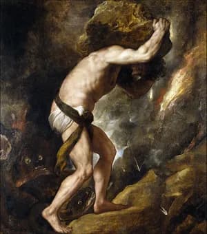 Sisyphus ruller steinen opp fjellet.