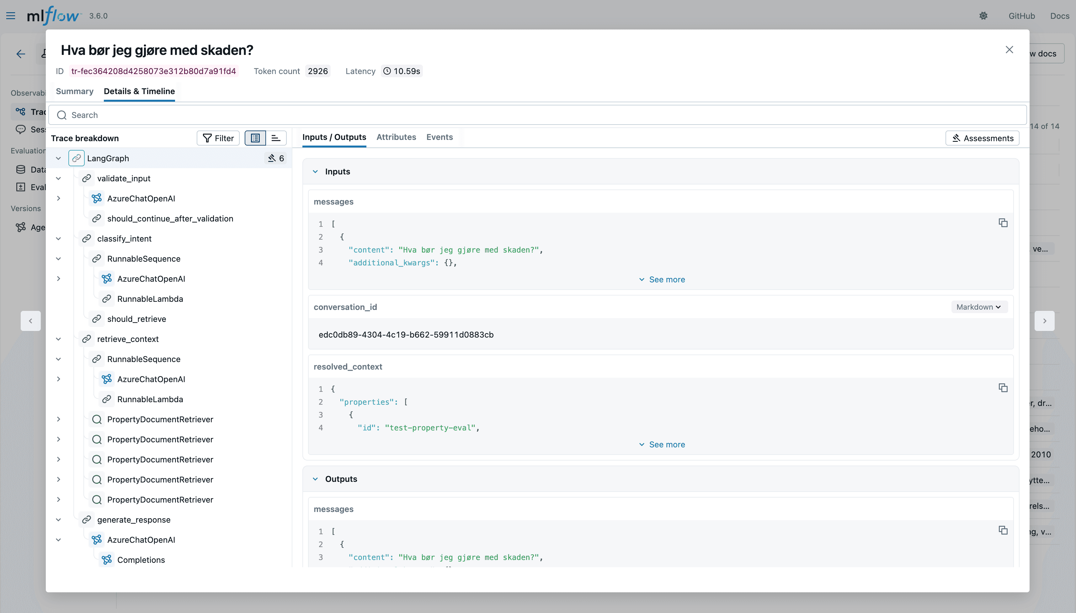 Et utvidet trace i MLflow